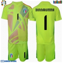 Camisa de Futebol Itália Gianluigi Donnarumma #1 Goleiro Equipamento Principal Infantil Europeu 2024 Manga Curta (+ Calças curtas)
